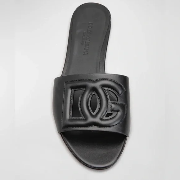 サンダル・ミュール Dolce & Gabbana Dolce & Gabbana Flat shoes Dolce & Gabbana Black Divers Leather Flats Slides Sandals